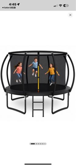 12ft Outdoor Trampoline with Enclosure Net and Ladder for Kids and Adults