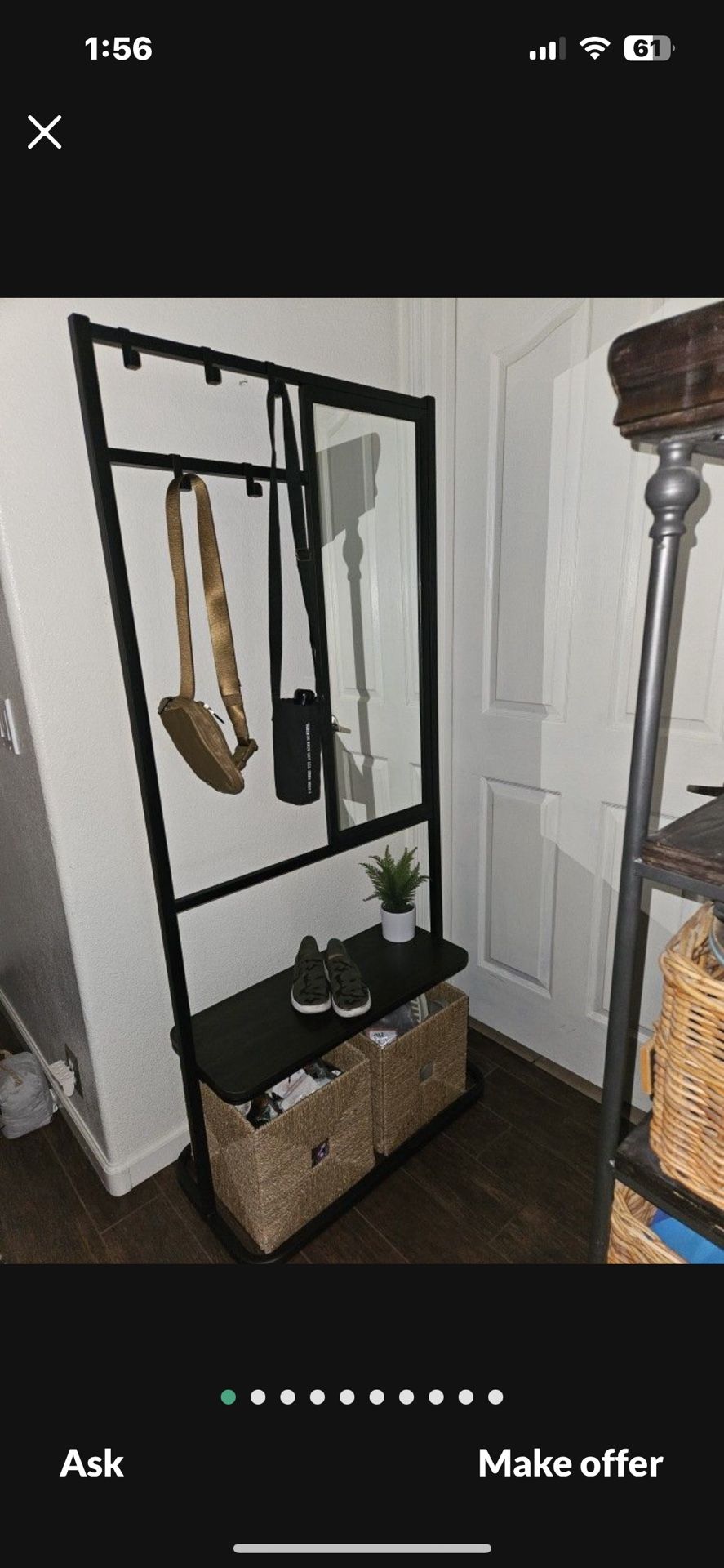 Modern Hall Tree With Mirror Black Metal By Style well