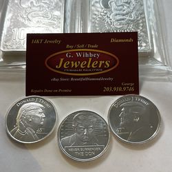 .999pure Silver Trump Coins, 45 Th , ;7 , & Mug Shot , All 3 Coins 