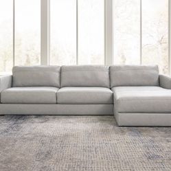 Amiata Glacier Leather 2-Piece RAF Chaise Sectional - Shop Now Pay Later - $39 Down 