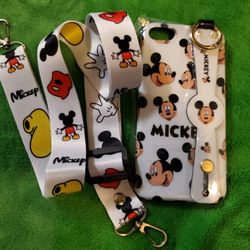New Mickey Mouse IPhone 6 7 8 Phine Case With Lanyard 