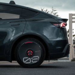 HALODISC 2 Custom Numbers Black Set of 4 19 Inch Wheel Covers for Tesla Model Y Juniper