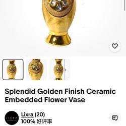 Exquisite Gold Ceramic Tabletop Vase