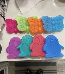 Reusable Plastic Ice Packs. Butterfly And Penguins