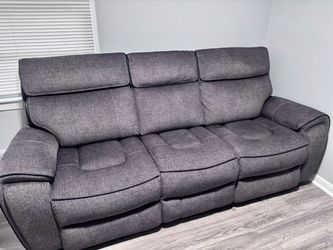 Gray Fabric Reclining 3-Seat Sofa