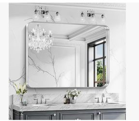 Silver Bathroom Mirror, 36"x48" Rectangular Mirror