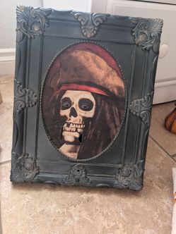 Animated Pirate Skull Portrait Halloween Decoration