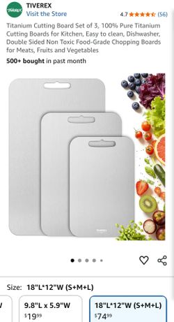 Titanium Cutting Board Set of 3, 100% Pure Titanium Cutting Boards for Kitchen, Easy to clean, Dishwasher, Double Sided Non Toxic Food-Grade Chopping 