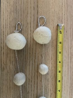 Beautiful natural color wool felted snow ball Garland ! Whimsical holiday decor