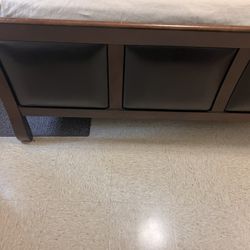Clean queen size bed without mattress
