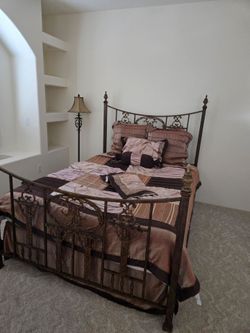 Queen bed frame and mattress