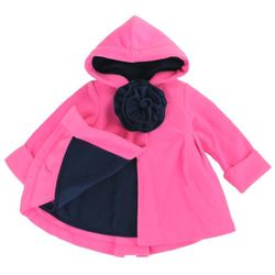 Girl Pink Double Fleece  Coat Dress. Toddler Pink Designer Overcoat. Size 5T