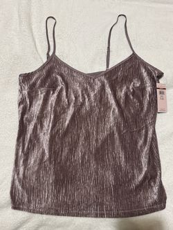 Danskin Shimmery Ribbed Spaghetti Strap Cami - Mauve