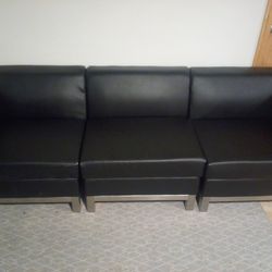 Black Leather 3 Sectional Couch
