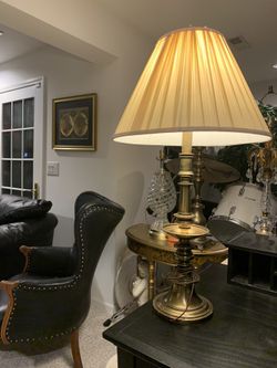 Antiqued Brass Table / Desk Lamp  36 In Tall