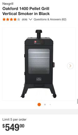 50% OFF - Nexgrill Oakford 1400 Pellet Grill Vertical Smoker Black