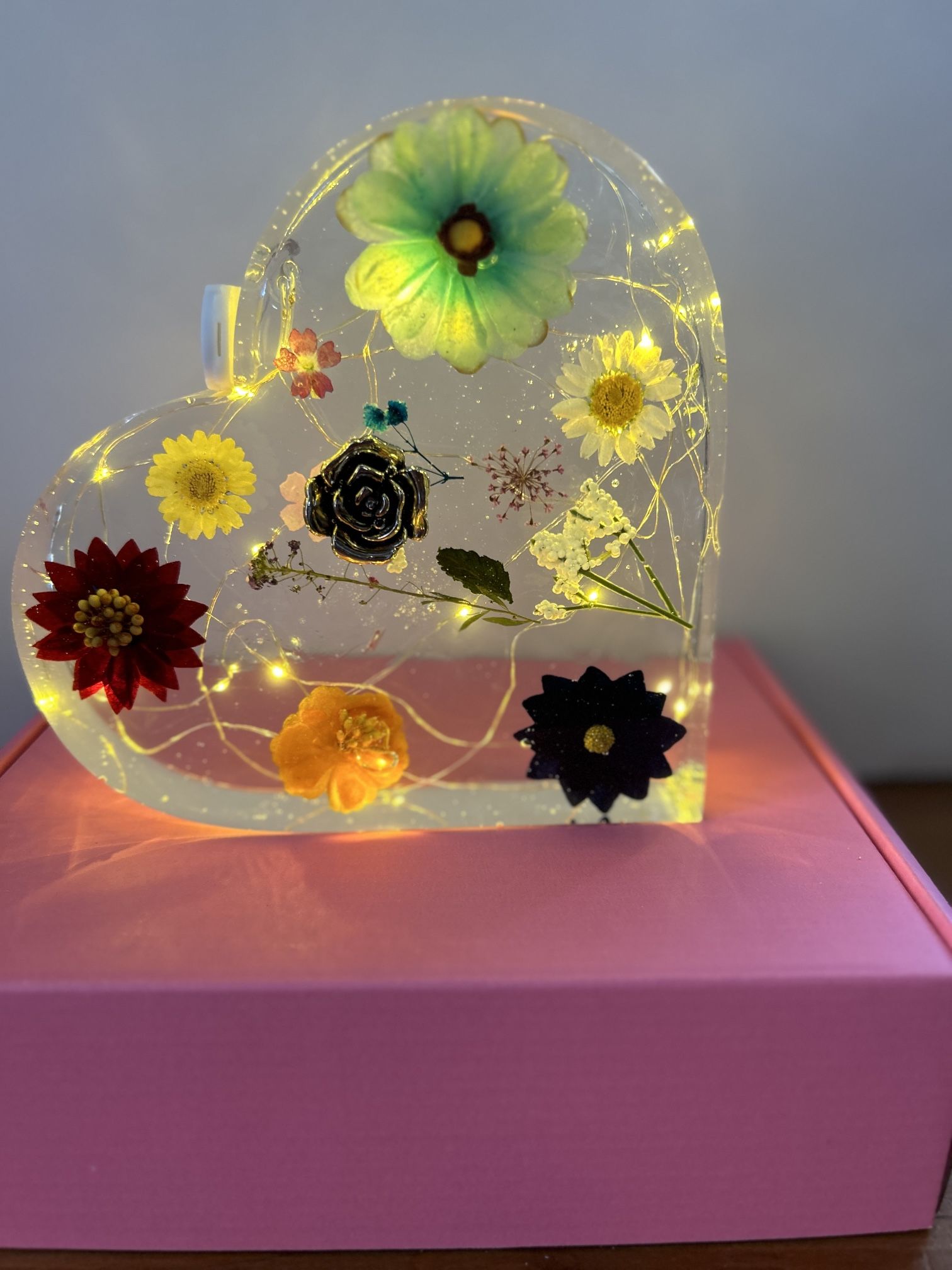 Heart Shape Resin With Inside Lights.