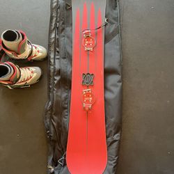 Static Snowboard With Vintage Vans Boots And Bindings