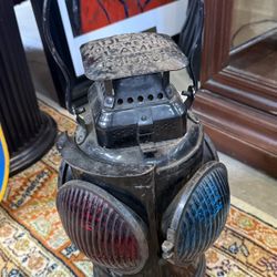 Vintage Adlake Non-Sweating Railroad Lamp 4 Way Chicago Converted Electric Light