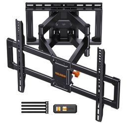 Full Motion TV Wall Mount for 42-90" TVs up to 132lbs
Heavy Duty TV Mount with Dual Articulating Arms, Tool-Free Smooth Tilt, Swivel, Fits 16" Studs,