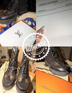 Louis Vuitton Size 8.5, Laureate Platform Desert Boots - Black Monogram Size 8.5 w/