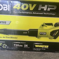 New RYOBI 40V HP Brushless Whisper Series 730 CFM Cordless  Leaf Blower with (2) 4.0 Ah Batteries & Charger  