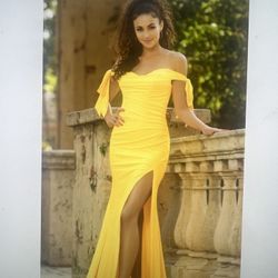 Yellow Prom Dress Gown Vestido De Gala 