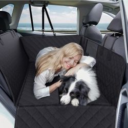 Dog Car Seat Cover for Back Seat - Pet Cover for Dogs, Large Space & Waterproof Hard Bottom 