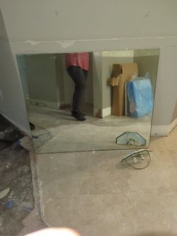 Large Mirror With Light Fixture