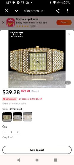 Uniguet Gold Iced Out Square Watch