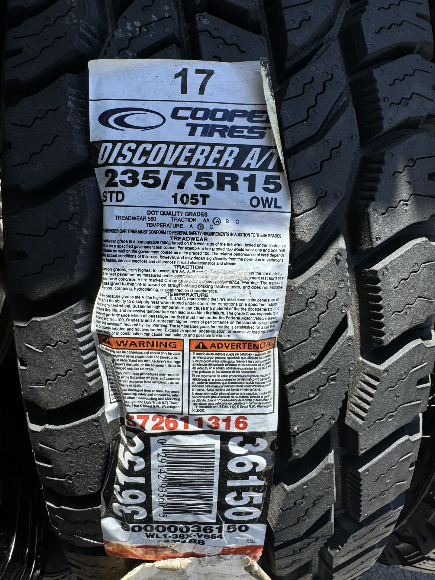 New! Cooper Tires Discoverer A/T 235/75r15
