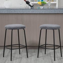 New Set of 2 Modern Counter Height Stools Grey