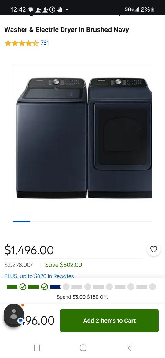 Samsung Pet Care Smart Washer & Dryer (Gas) w/ Steam Cycle Sanitizer