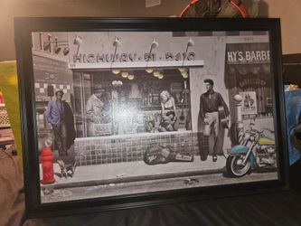 Chris Consani 'Highway 51' Canvas Art, featuring a nostalgic black-and-white street scene with selective color highlights.