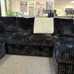 All New Black Or Gray Sectional Sleeper In Plush Corduroy  $888, No Interest Financing Available 