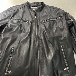 Men’s Black Leather Jacket, large