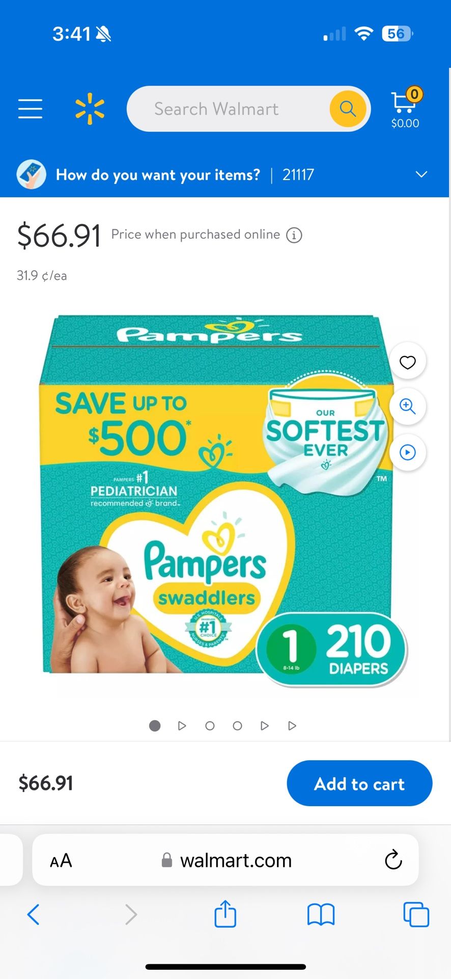 210 Box Pampers Sz1