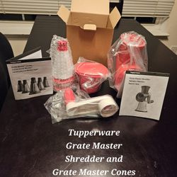Tupperware Grate Master Shredder & Grate Master Cones New In Box