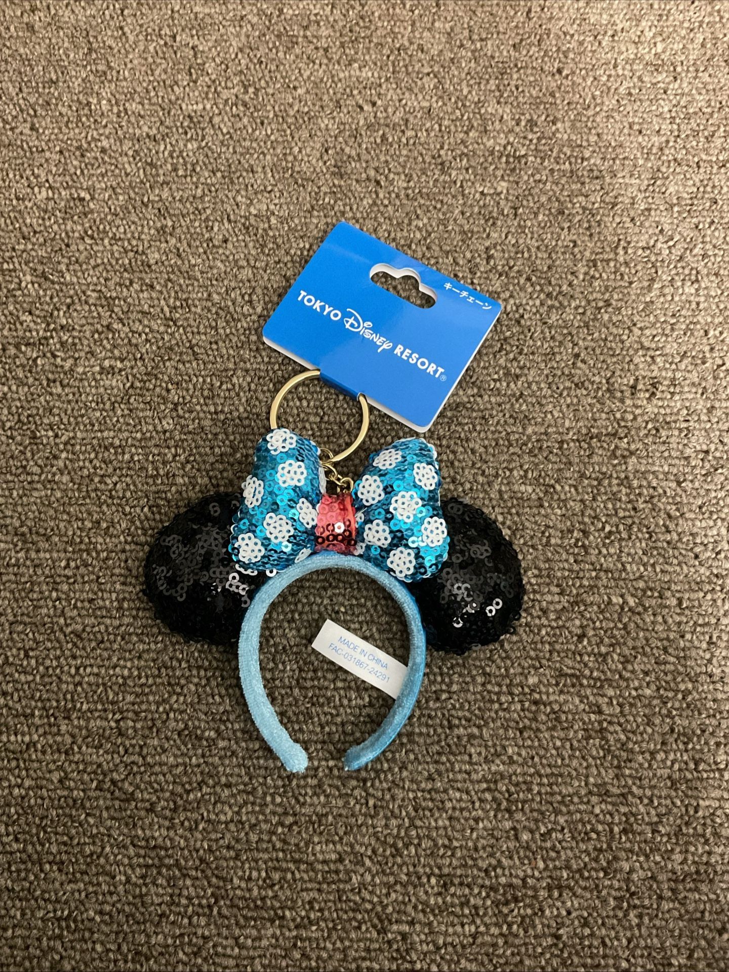 JAPAN Tokyo Disney Resort Store 2024 KeyChain Headband Minnie Spangle Blue Dot