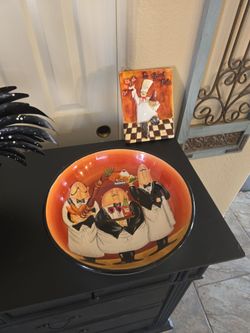 Adorable chef plaque and 13in bowl
