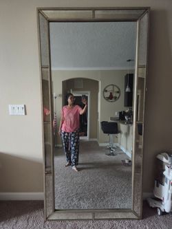Large Floor Mirror with Gold Mirrored Frame ft