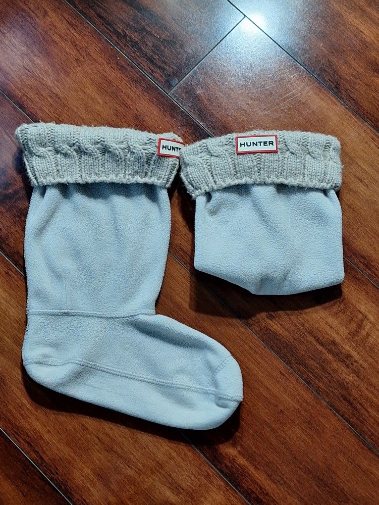 Hunter Beige Knit Cuff Boot Socks Large 8-10