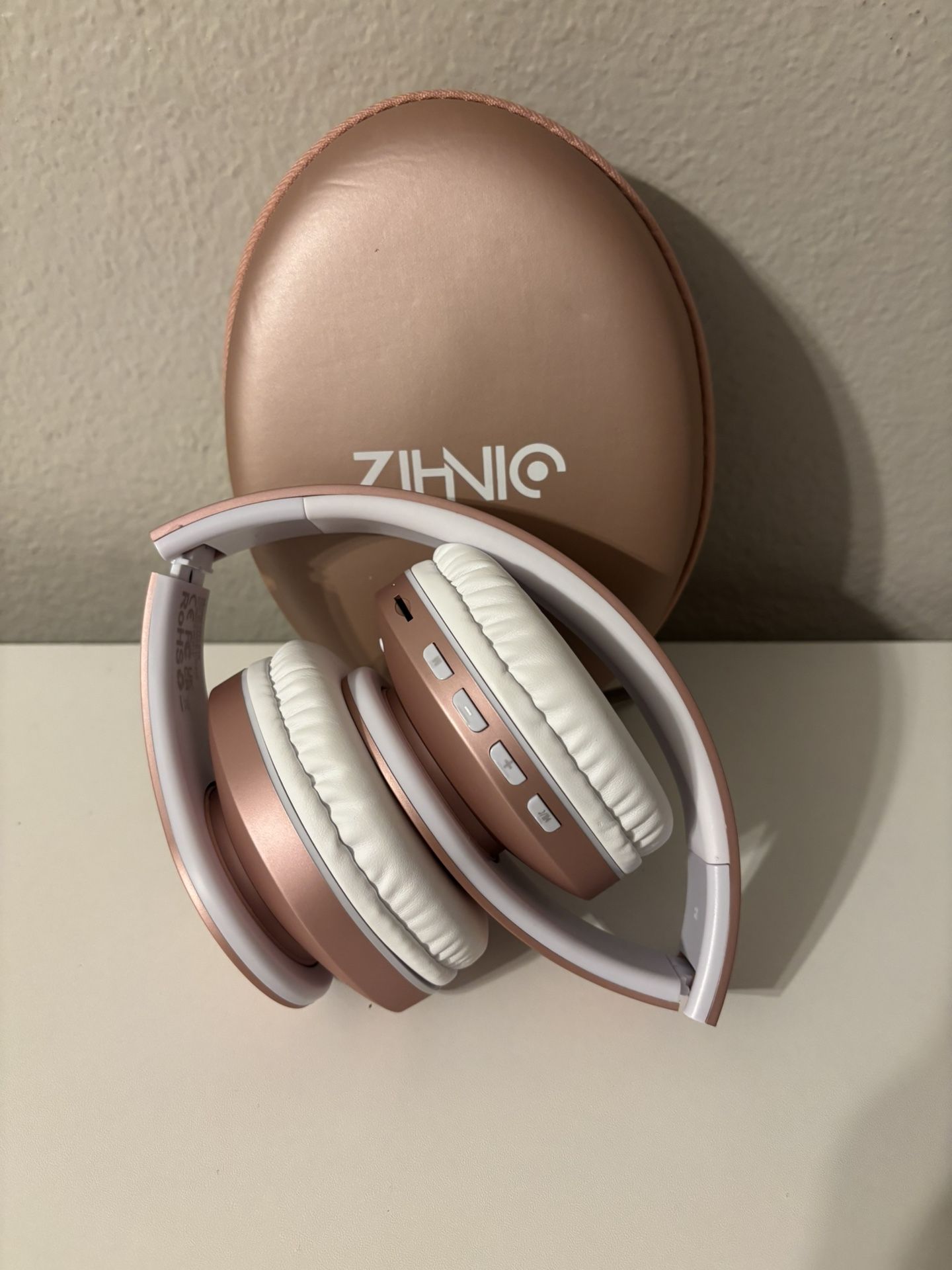 Gold ZIHNIC Bluetooth Headphones Over-Ear, Foldable Wireless With Case