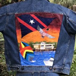 One-of-a-kind handpainted denim jacket