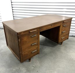 Vintage Mid Century Jofco Wooden Tanker Office Desk 