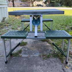 Vintage Aluminum Folding Picnic Table With Seats 