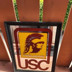 Rare Vintage USC Trojans Bar Mirror FRAMED 20x26