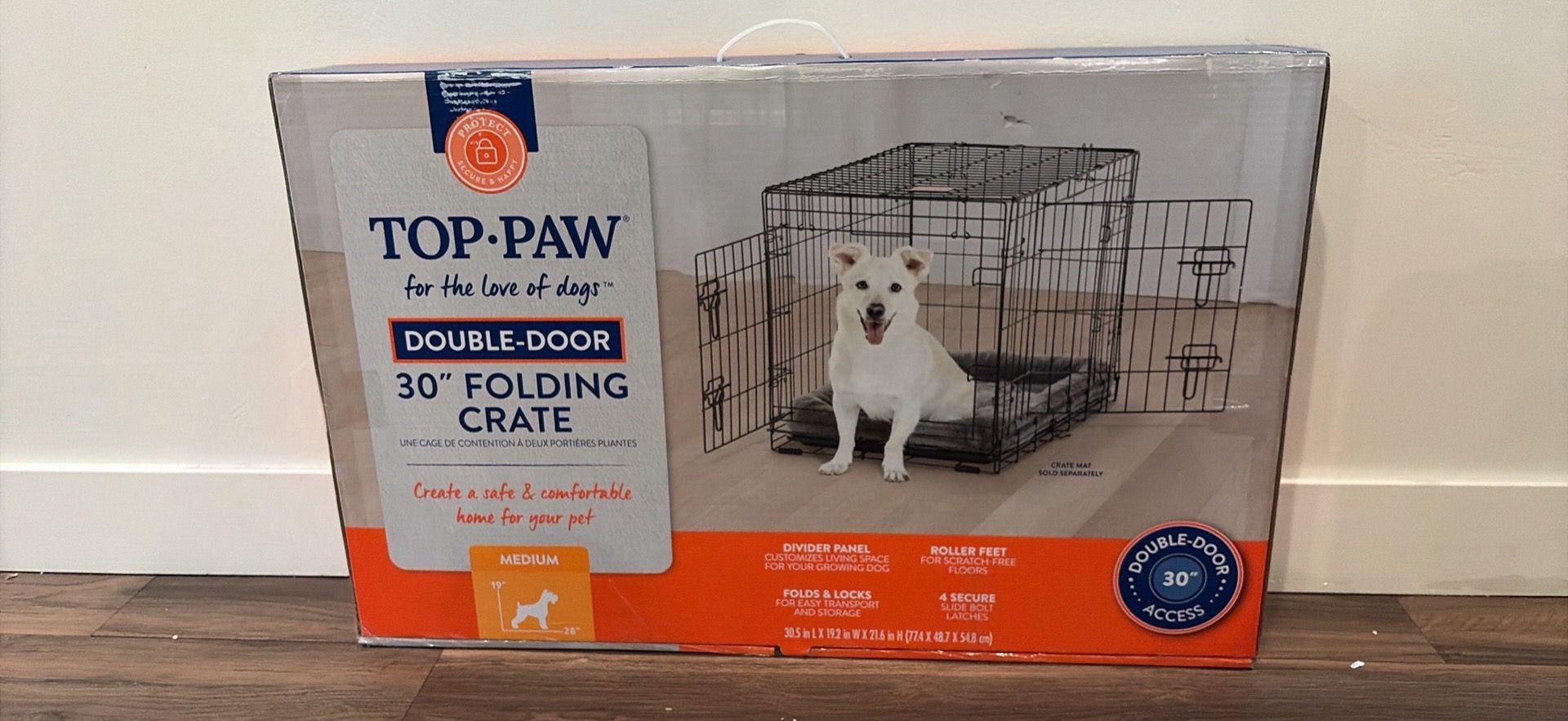TOP-PAW Double-Door 30" Folding Crate