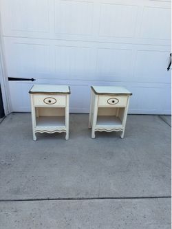 Vintage white French provincial night stands set of 2