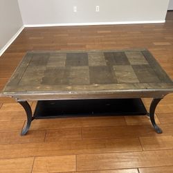 Rustic Wood & Metal Coffee Table & End Table